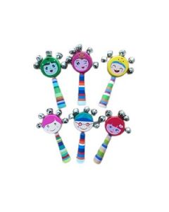 Mehta Toys Smiley Face Rattle Toy For Kids Wood 2 Pcs Set Multicolour
