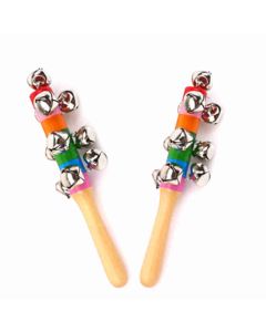 Mehta Toys Round Rattle 10 Bells Toy For Kids Wood 2 Pcs Set Multicolour