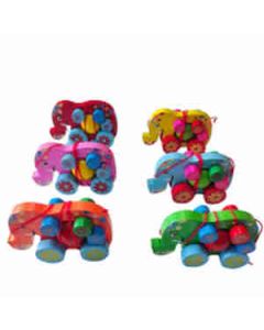 Mehta Toys Elephant Car Toy For Kids Wood 1 Pc Multicolour