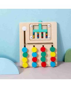 Mehta Toys Colour Sorter X 4 Learning Toys Slide Puzzle Colour & Fruit Shape Matching Wood 1 Pc Multicolour