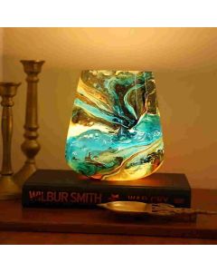 Gi Heritage Glass Table Lamp - Ocean Themed, 17.5 Cm X 12.5 Cm X 12.5 Cm,650Gm 1 Pc